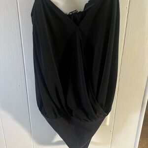 Elegant Black Draped Bodysuit